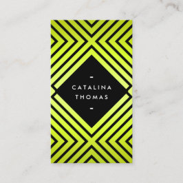 Geometrisches Mod fett Schwarz und Neon Gelb Muste Visitenkarte