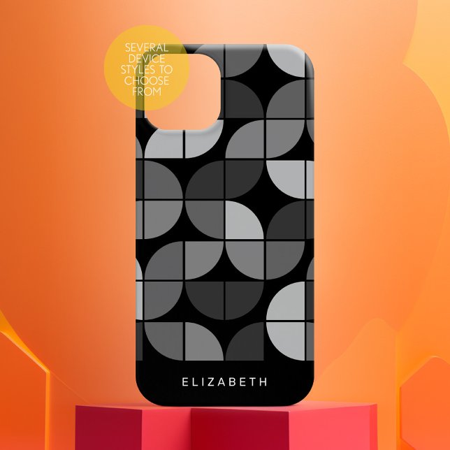 Geometrisches Mod-Muster für MCM - Schwarz und Gra Case-Mate iPhone Hülle (Personalized Phone Case with Custom Text)