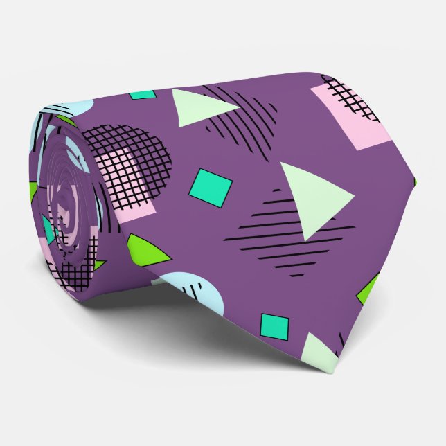 Geometrisches Modern Colorful Memphis Style Design Krawatte (Gerollt)