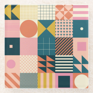 Geometrisches modernes Abstract: Farbige Gestaltun Glasuntersetzer