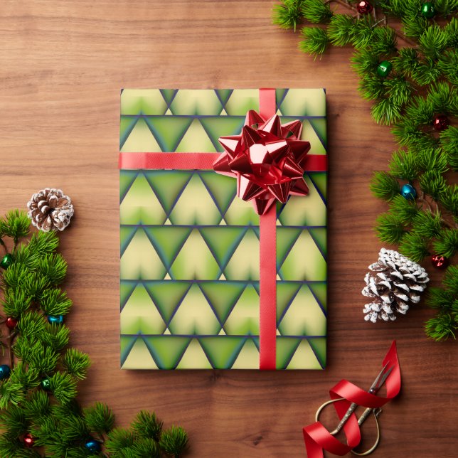 Geometrisches, modernes, grünes Dekorpapier Geschenkpapier (Feiertagsgeschenk)