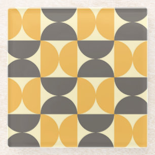 Geometrisches, modernes Muster Mitte des Jahrhunde Glasuntersetzer