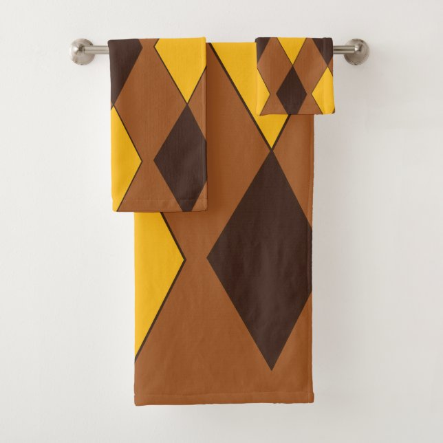 Geometrisches modernes trendiges Diamantmuster Badhandtuch Set (Insitu)