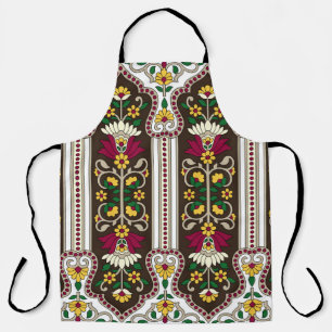 Geometrisches Moghul-Paisley-Muster auf weißem Hin Schürze