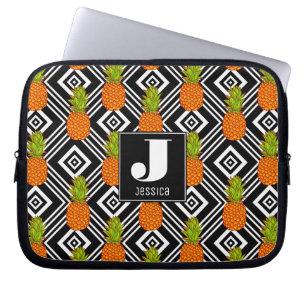 Geometrisches Monogramm der Ananas-  Laptopschutzhülle
