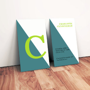 Geometrisches Monogramm grün Visitenkarte