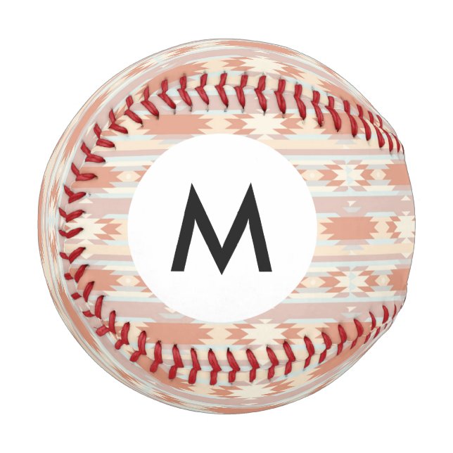Geometrisches Monogramm-Muster im aztec-Stil 3 Baseball (Vorderseite Links)
