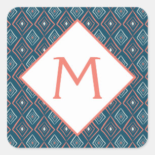Geometrisches Monogramm Quadratischer Aufkleber