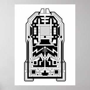 Geometrisches Monolith, Abstrakt Schwarz und Weiß Poster