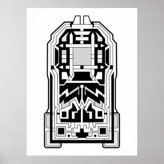 Geometrisches Monolith, Abstrakt Schwarz und Weiß Poster