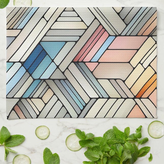 Geometrisches Mosaik Geschirrtuch (Gefaltet)