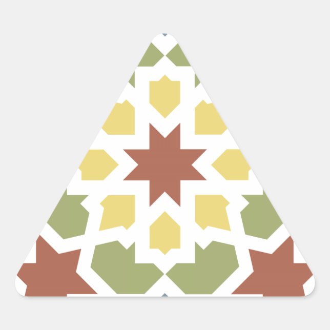 Geometrisches Mosaik von arabischem von Marruecos. Dreieckiger Aufkleber (Vorderseite)