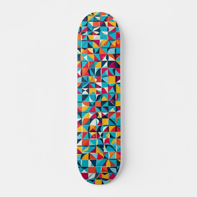 Geometrisches Mosaikmuster-Skateboard Skateboard (Vorne)