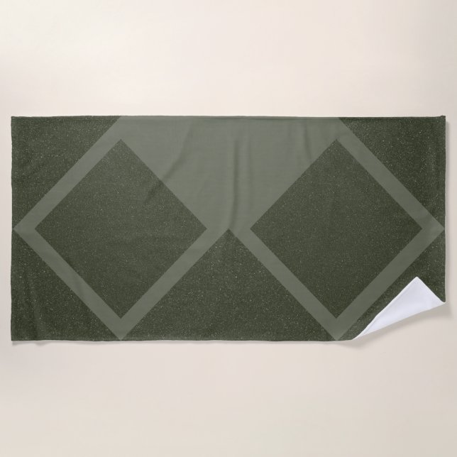 Geometrisches Moss Green Diamond Beach Handtuch (Vorderseite)