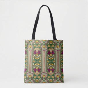Geometrisches Mughal-Paisley-Muster auf grüner Hin