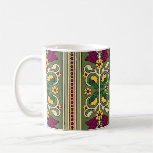 Geometrisches Mughal-Paisleymuster auf grünem Hint Kaffeetasse