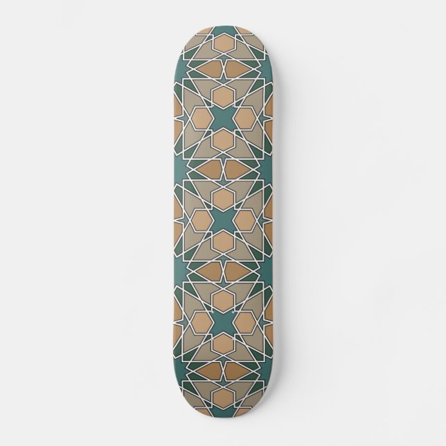 Geometrisches Muster 006 Bens Yusuf Madrasa Skateboard (Vorderseite)