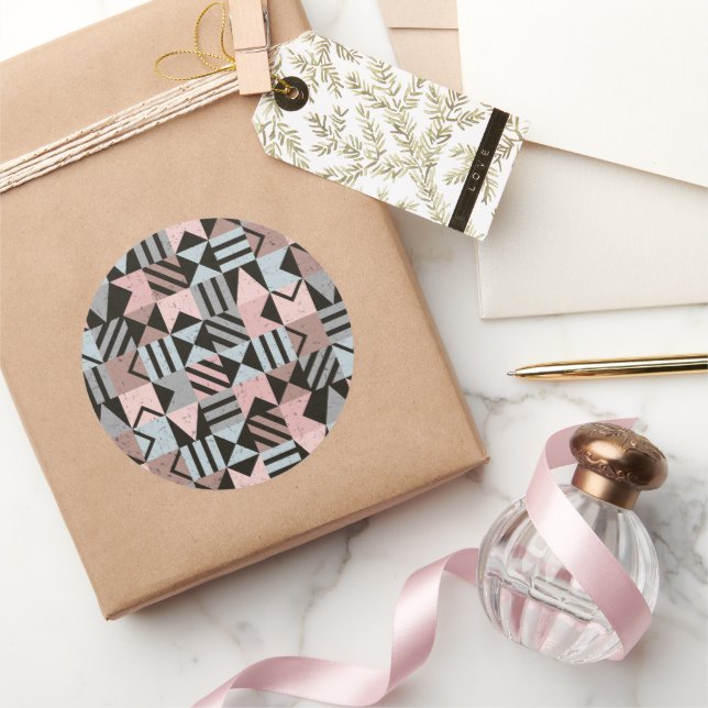 Geometrisches Muster 29 Runder Aufkleber (Schenken)