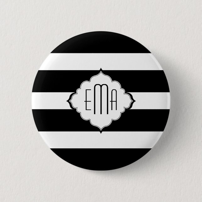 Geometrisches Muster 2 für schwarze und weiße Stre Button (Vorderseite)