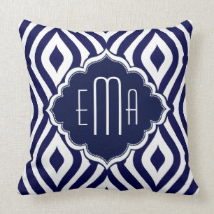 Geometrisches Muster 2 für weißes und navy grünes  Kissen