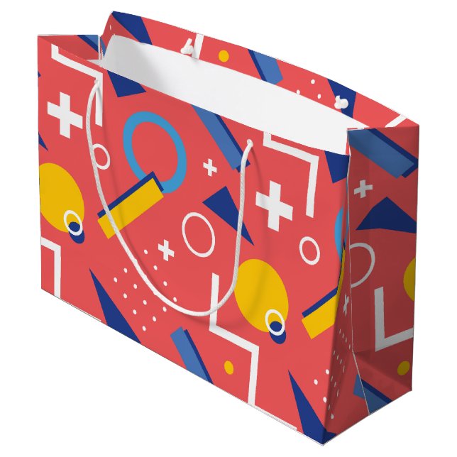 Geometrisches Muster 2 Große Geschenktüte (Rückseite Schrägansicht)
