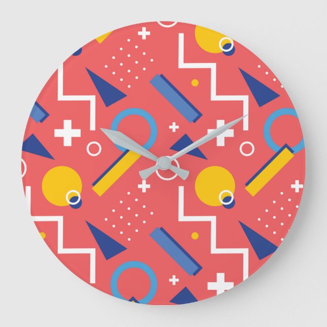 Geometrisches Muster 2 Große Wanduhr (Vorderseite)