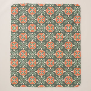 geometrisches Muster 3 grün, orange Sherpadecke