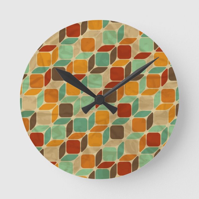 geometrisches Muster 4 Runde Wanduhr (Vorderseite)