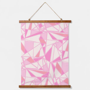 Geometrisches Muster abstrakt Farbe rosa Wandteppich Mit Holzrahmen