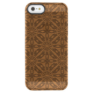 Geometrisches Muster aus braunem Leder Durchsichtige iPhone SE/5/5s Hülle