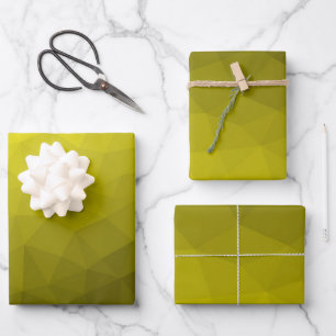 geometrisches Muster aus gelbem dunklem Ober Geschenkpapier Set