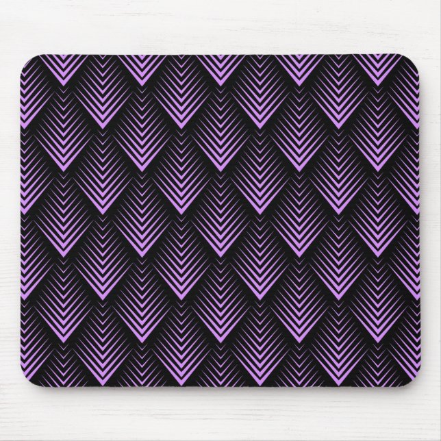 geometrisches Muster aus Lavendel und schwarzem De Mousepad (Vorne)