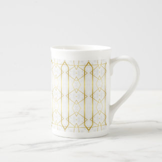 Geometrisches Muster aus weißem Marmor und Gold Prozellantasse
