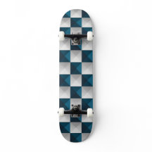 Geometrisches Muster blaues Silberskateboard