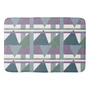 Geometrisches Muster blaues violettes Grün Badematte