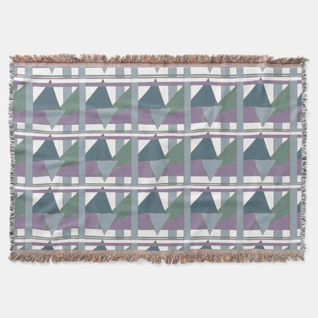 Geometrisches Muster blaues violettes Grün Decke (Vorderseite)