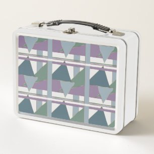 Geometrisches Muster blaues violettes Grün Metall Brotdose
