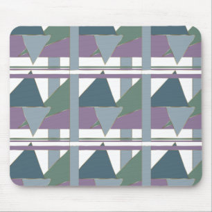 Geometrisches Muster blaues violettes Grün Mousepad
