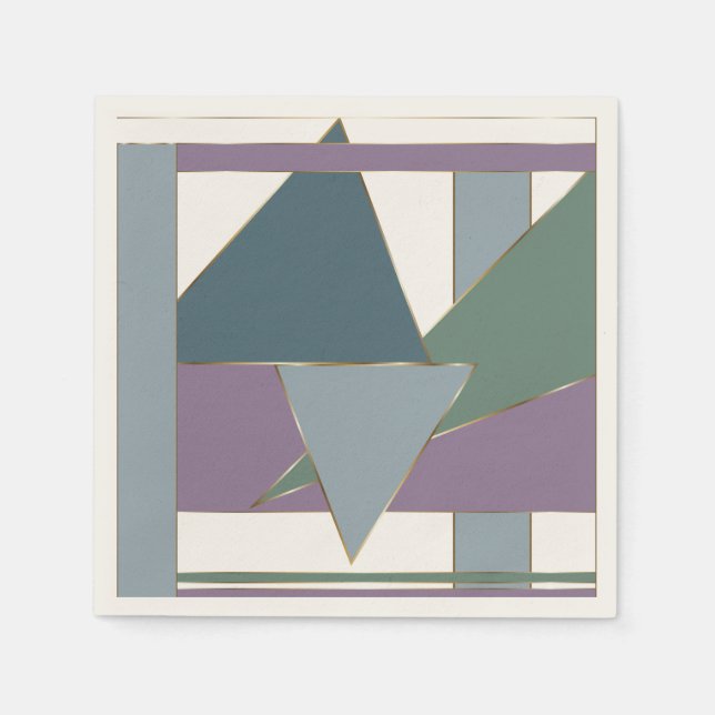 Geometrisches Muster blaues violettes Grün Serviette (Vorderseite)