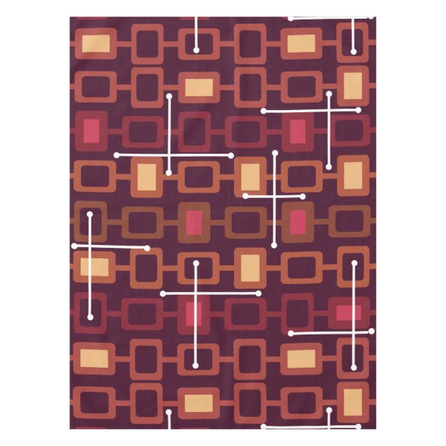 Geometrisches Muster-Burgundy des Retro-Modells de Tischdecke (Vorderseite)