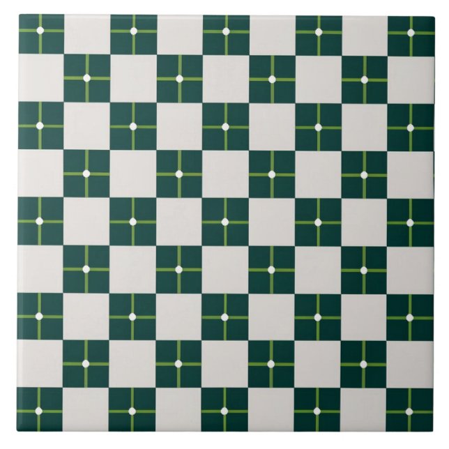 Geometrisches Muster dekorativ grün groß Fliese (Vorderseite)