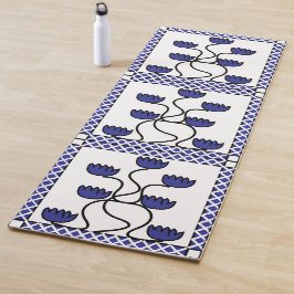 Geometrisches Muster der blauen Blume Yogamatte