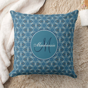 Geometrisches Muster der Blauen Sterne Kissen