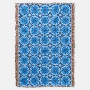 Geometrisches Muster der Blume in Cerulean & Light Decke