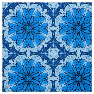 Geometrisches Muster der Blume in Cerulean & Light Stoff