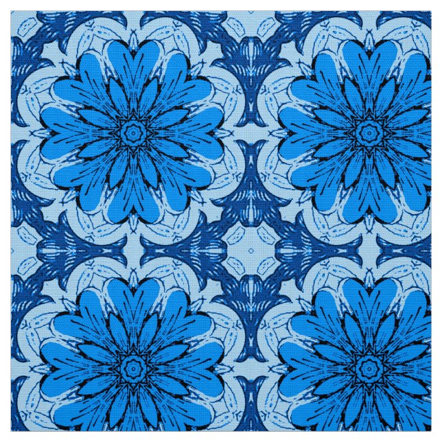 Geometrisches Muster der Blume in Cerulean & Light Stoff (Muster)