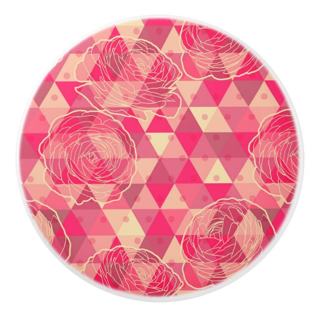 Geometrisches Muster der Blume Keramikknauf (Vorderseite)