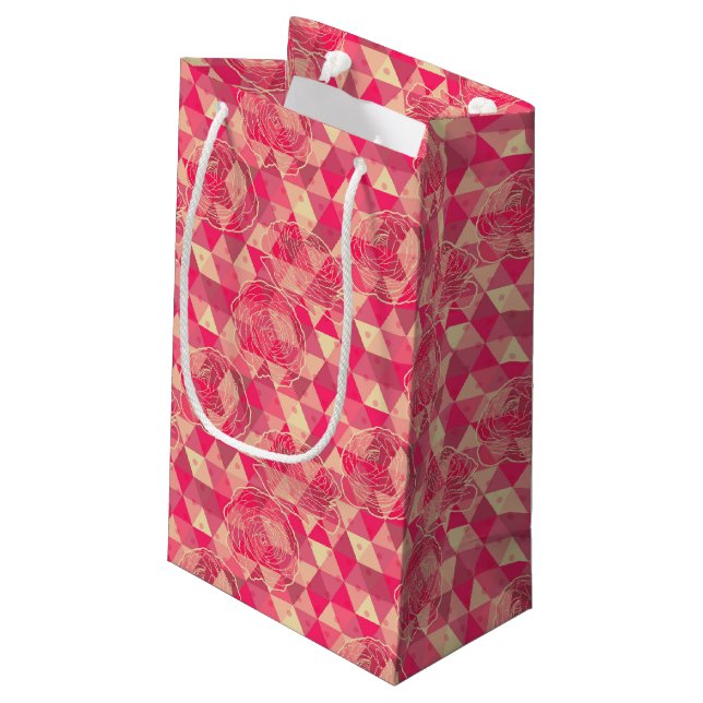 Geometrisches Muster der Blume Kleine Geschenktüte (Rückseite Schrägansicht)
