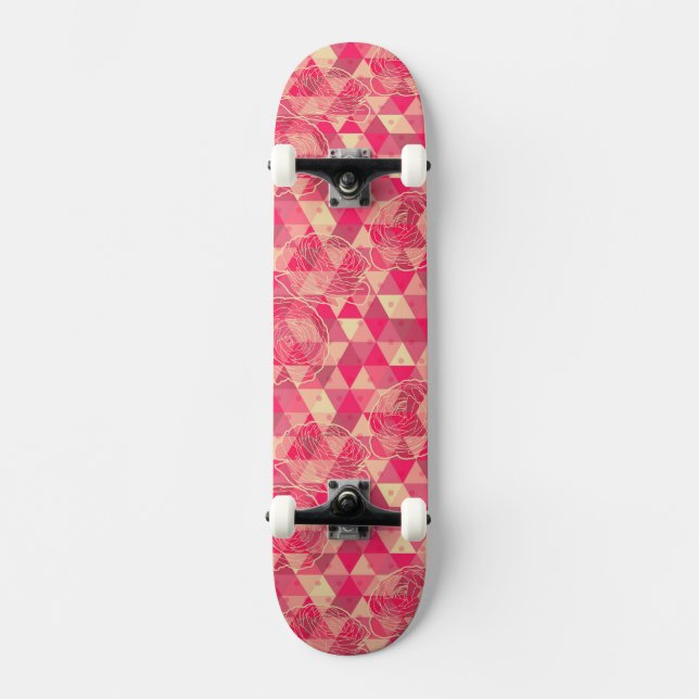 Geometrisches Muster der Blume Skateboard (Vorderseite)