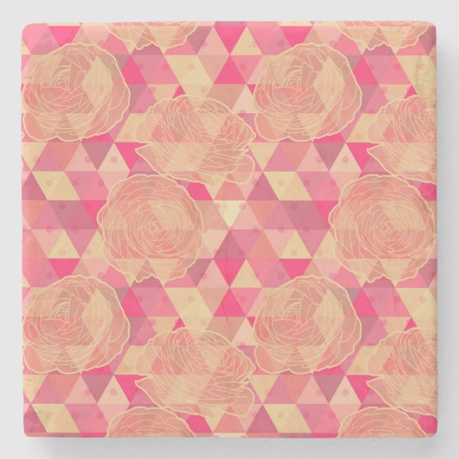 Geometrisches Muster der Blume Steinuntersetzer (Vorderseite)